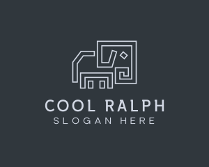 Gray Elephant Line Art logo design