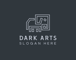 Gray Elephant Line Art logo design