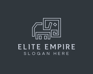 Gray Elephant Line Art logo design