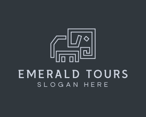 Gray Elephant Line Art logo design