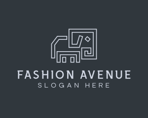 Gray Elephant Line Art logo design