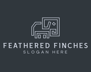 Gray Elephant Line Art logo design