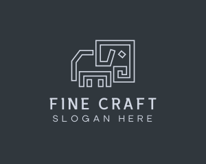 Gray Elephant Line Art logo design