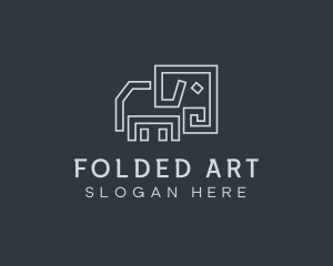 Gray Elephant Line Art logo design