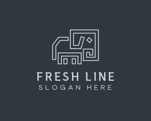 Gray Elephant Line Art logo design