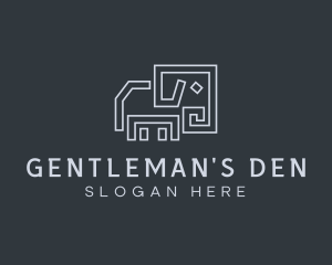 Gray Elephant Line Art logo design