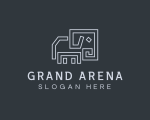 Gray Elephant Line Art logo design