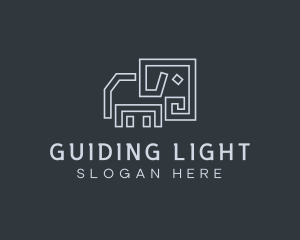 Gray Elephant Line Art logo design