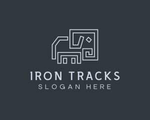 Gray Elephant Line Art logo design