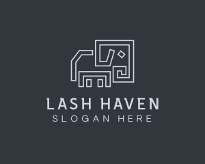 Gray Elephant Line Art logo design