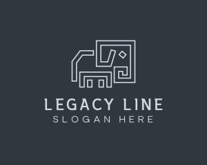 Gray Elephant Line Art logo design