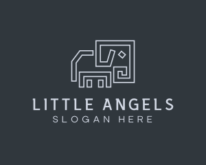 Gray Elephant Line Art logo design