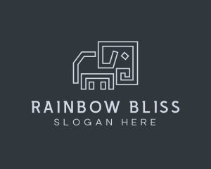 Gray Elephant Line Art logo design