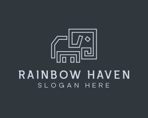 Gray Elephant Line Art logo design