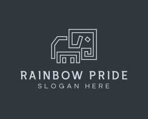 Gray Elephant Line Art logo design