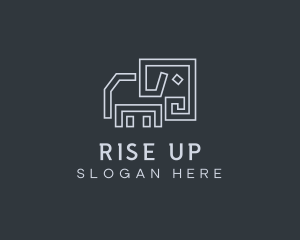 Gray Elephant Line Art logo design