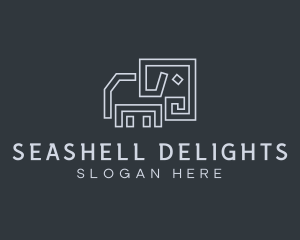 Gray Elephant Line Art logo design