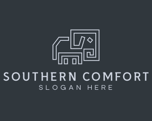 Gray Elephant Line Art logo design