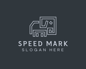 Gray Elephant Line Art logo design