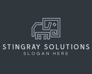 Gray Elephant Line Art logo design