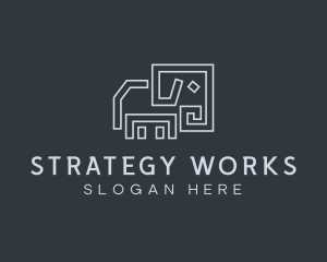 Gray Elephant Line Art logo design