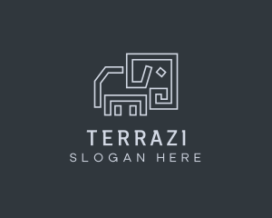 Gray Elephant Line Art logo design