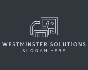 Gray Elephant Line Art logo design