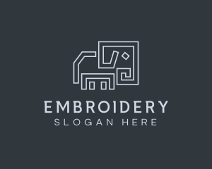 Gray Elephant Line Art logo design