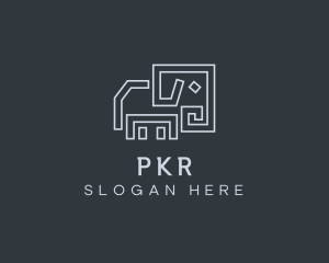 Gray Elephant Line Art logo design