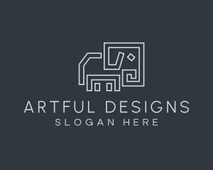 Gray Elephant Line Art logo design