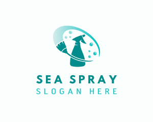 Broom Spray Bottle Cleaner logo design