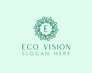 Natural Leaf Wreath  logo design