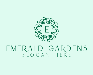 Natural Leaf Wreath  logo design