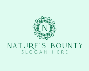 Natural Leaf Wreath  logo design