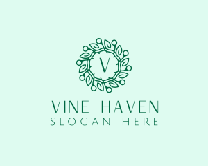 Natural Leaf Wreath  logo design