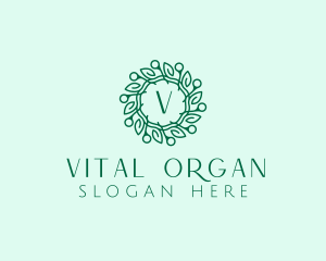 Natural Leaf Wreath  logo design