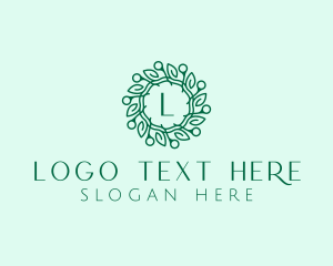 Natural Leaf Wreath  Logo