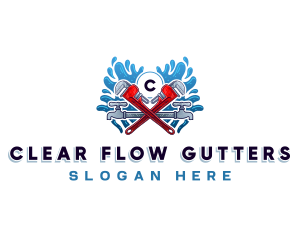 Pipe Wrench Plumber logo design