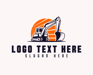 Excavator Machine Construction Logo