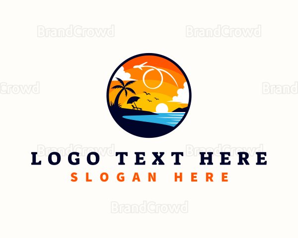 Beach Sunset Travel Logo