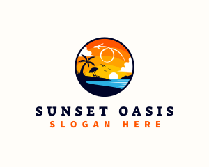 Beach Sunset Travel logo design