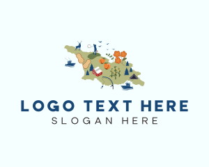 Tourist Spot - Georgia Travel Map logo design