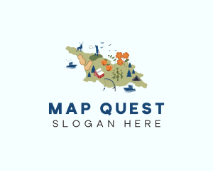 Georgia Travel Map logo design