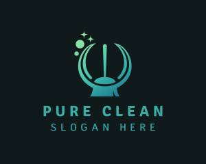 Janitorial Clean Broom logo design