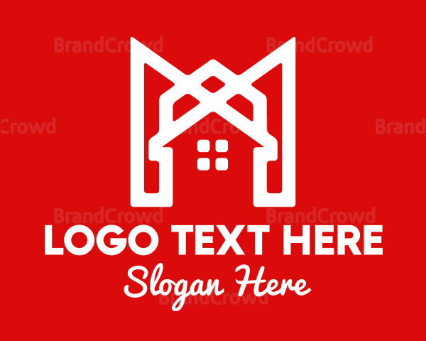 Modern Red Ribbon House Logo