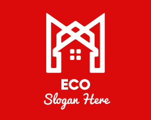 Modern Red Ribbon House logo design