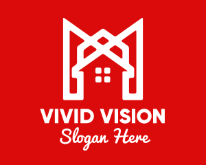 Background - Modern Red Ribbon House logo design