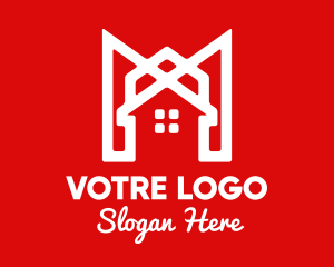 Red Building - Modern Red Ribbon House logo design