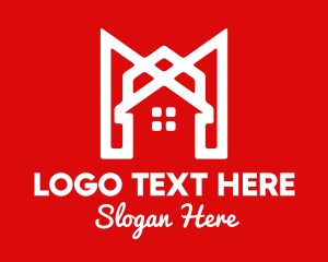 House - Modern Red Ribbon House logo design