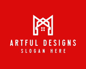 Modern Red Ribbon House logo design